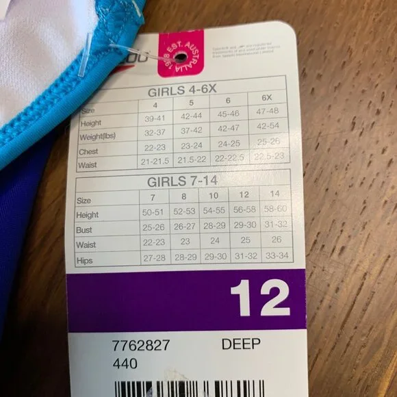 SPEEDO Performance Swimsuit Girls 12 One Piece Blue Swim Team NWT NEW Keyhole - Picture 9 of 9